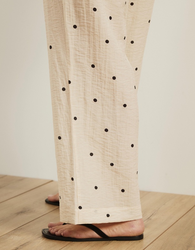 Atmos&Here Curvy - Bella Polka Dot Drawstring Linen Blend Pants