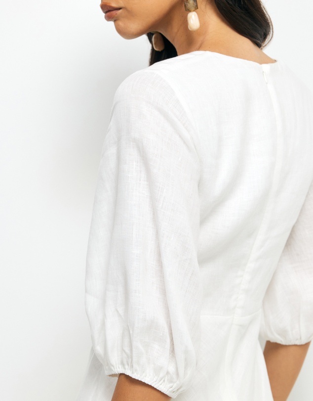 AERE - Idalia Twist Front Linen Midi Dress