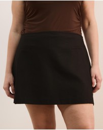 Atmos&Here Curvy - Cassidy Linen Blend Tailored Skort