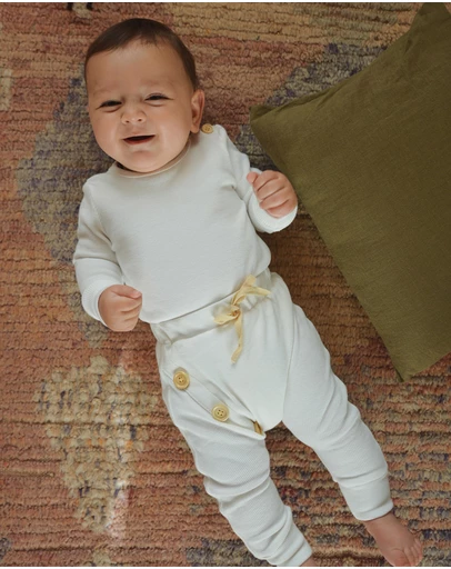WITH LOVE FOR KIDS - Basics Thick Ribbed Long Sleeve Onesie - Babies