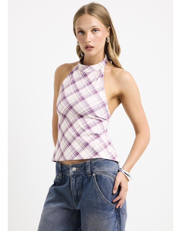Insight - Clover Check Backless Top