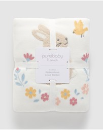Purebaby - Embroidered Lined Blanket-Babies