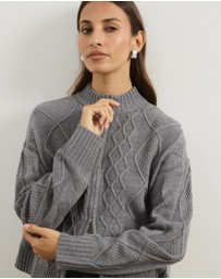 Atmos&Here - Evie Two-Way Zip Cable Knit Cardigan