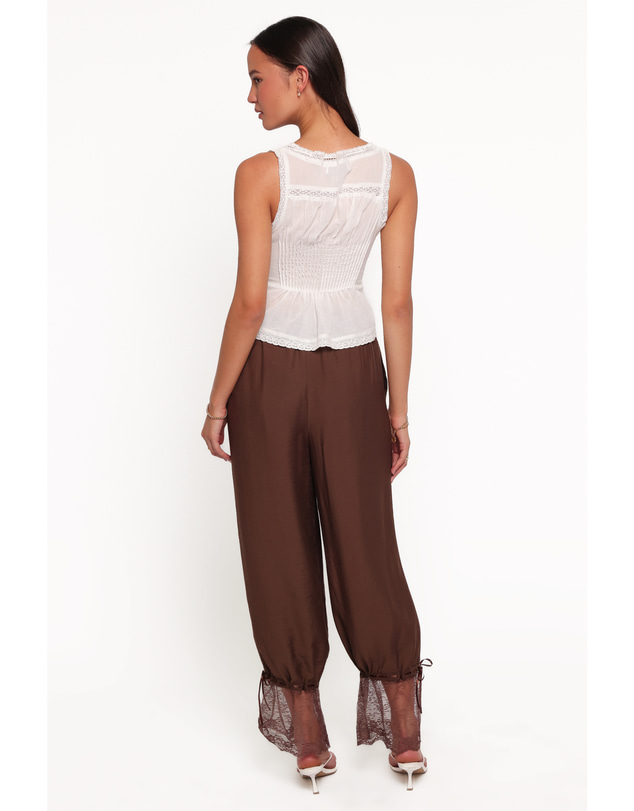 Petal & Pup - Rosanna Lace Hem Balloon Pants - Chocolate Brown