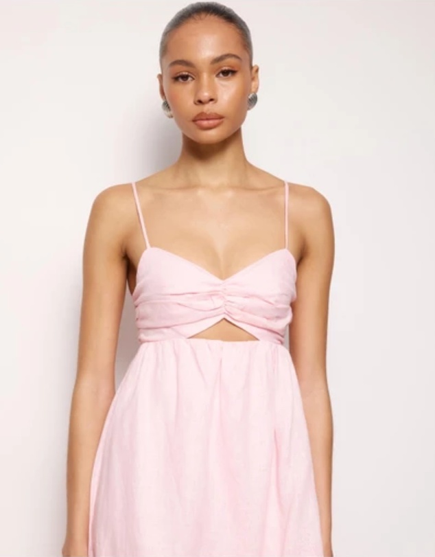 Revibe - Repaired AERE Saige Linen Midi Dress - AU 12