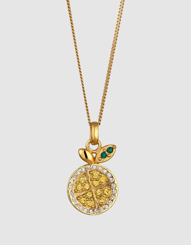 Elli Jewelry - Necklace Crystal Lemon 925 Sterling Silver Gold-Plated