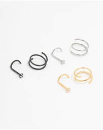 Lovisa - Mixed Surgical Steel Nose Ring & Stud 6-Pack
