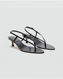 M.N.G - Heeled Leather Sandals with Straps