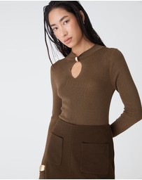 Forcast - Ciara Keyhole Lurex Knit Top