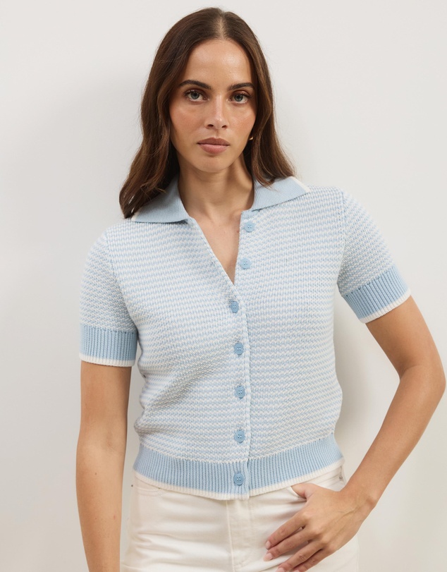 Atmos&Here - Nova Short Sleeve Stripe Knit Top