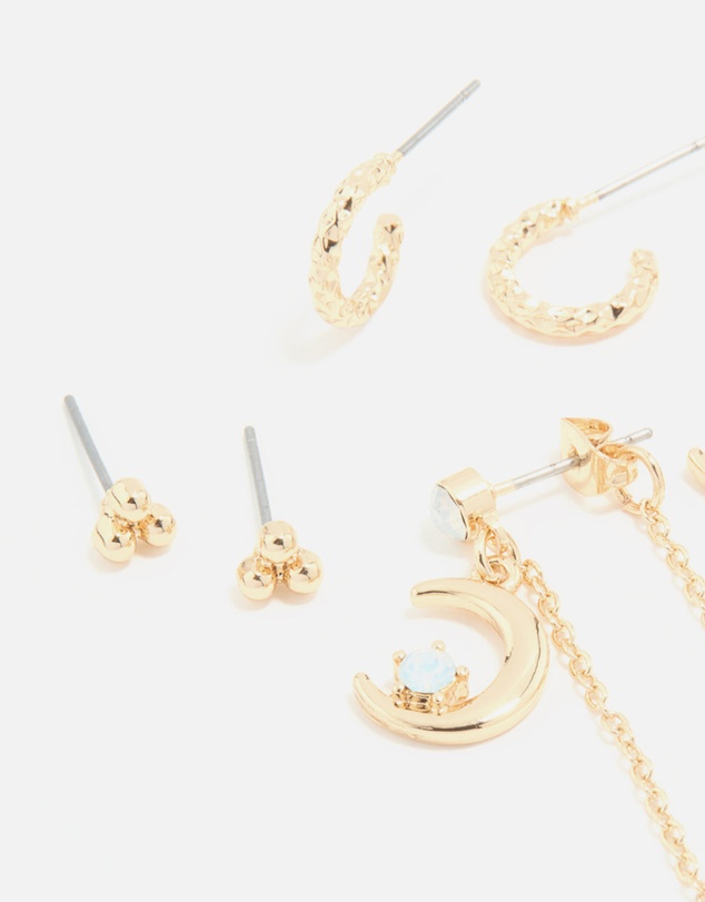 Lovisa - Gold Celestial Stacker Earrings 5-Pack