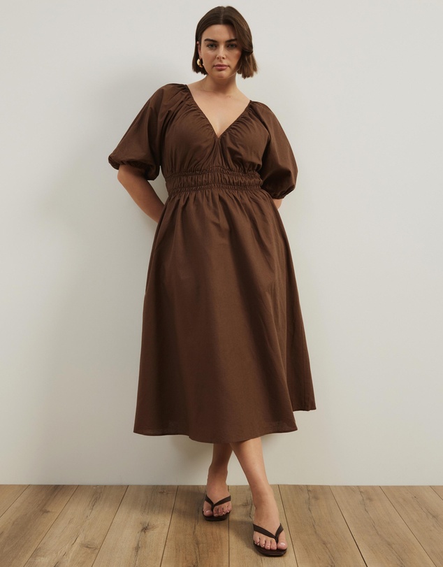 Atmos&Here Curvy - Darla Linen Blend Midi Dress
