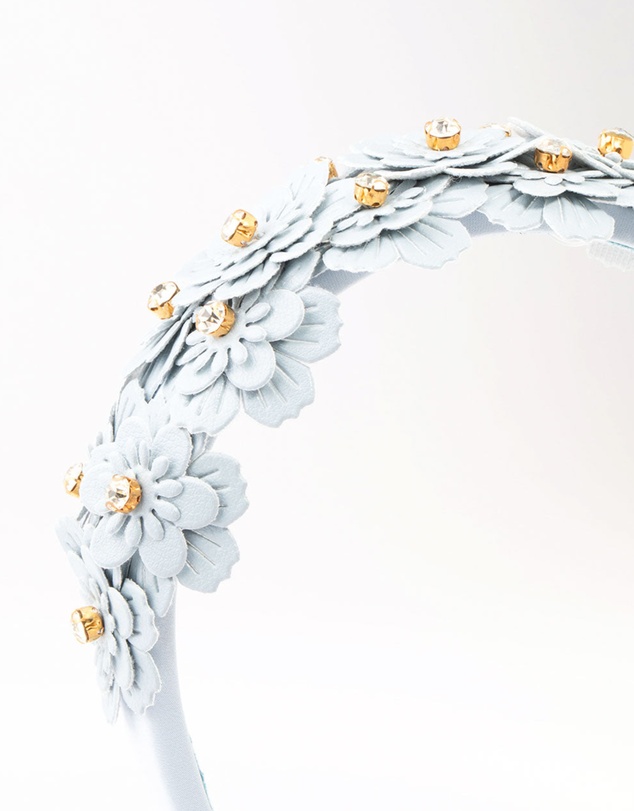 Lovisa - Blue PU Leather Fabric Cut Out Flower Headband