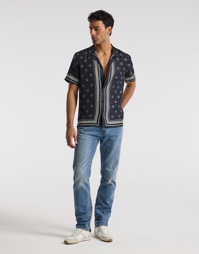 Calibre - Monogram Scarf Silk Shirt Navy