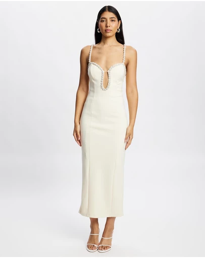 Romance by Honey and Beau - Gisella Pearl Detail Midi Dress