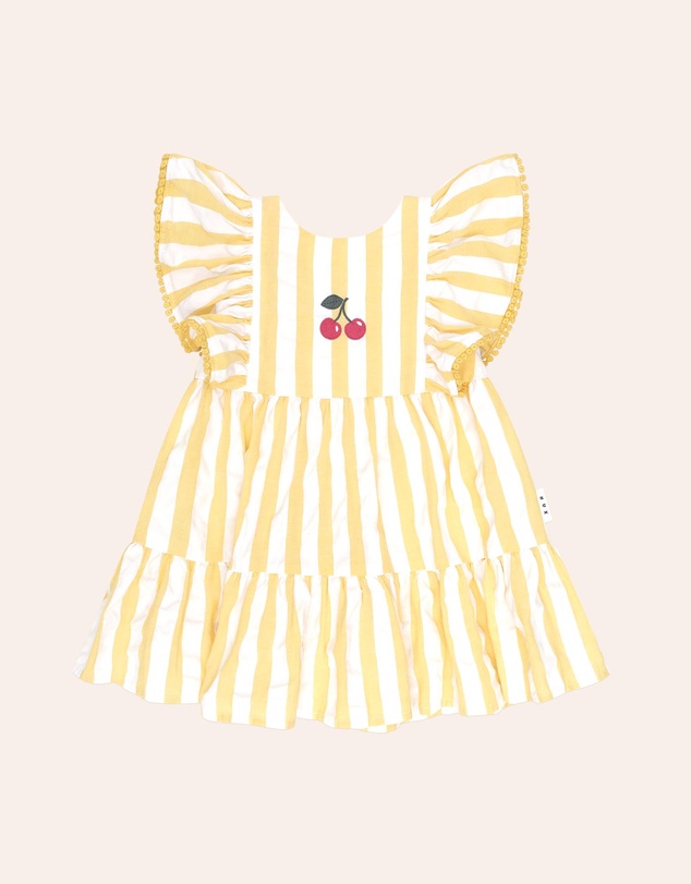Huxbaby - Sunshine Stripe Cherry Embroidery Dress - ICONIC EXCLUSIVE - Babies-Teens