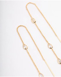Lovisa - Gold Plated Station Pear Thread Through Earrings