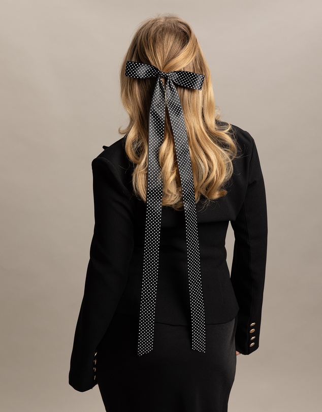 Morgan & Taylor - Lala Hair Bow in Black with White Polk Dots