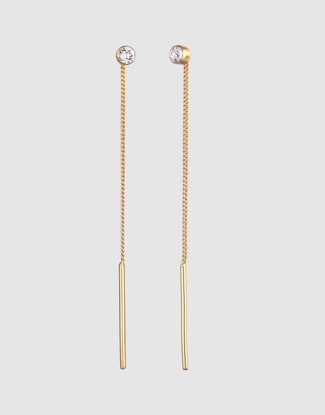 Elli Jewelry - Crystal Pull-Through Drop Earrings in Gold-Plated 925 Silver