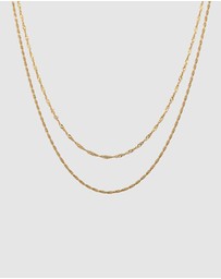 Elli Jewelry - Necklace Set Layer Design 925 Sterling Silver Gold-Plated