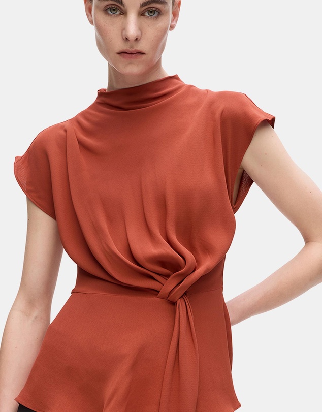 Karl Lagerfeld - Fluid Short Sleeve Knot Blouse
