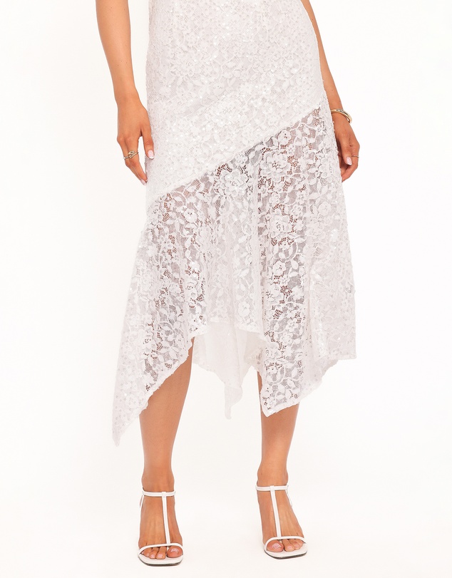 Petal & Pup - Lorde Midi Dress - White Lace Sequin