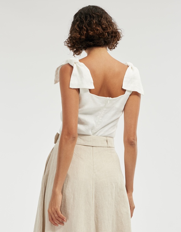 Amelius - Mavie Bow Linen Top