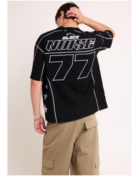 Black Noise White Rain - Noise Contrast Jersey T-Shirt
