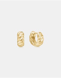 Ania Haie - Ania Haie Gold Bold Texture Small Huggie Hoop Earrings