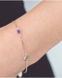 Georgini - Natural Amethyst And Two Natural Diamond February Silver Bracelet