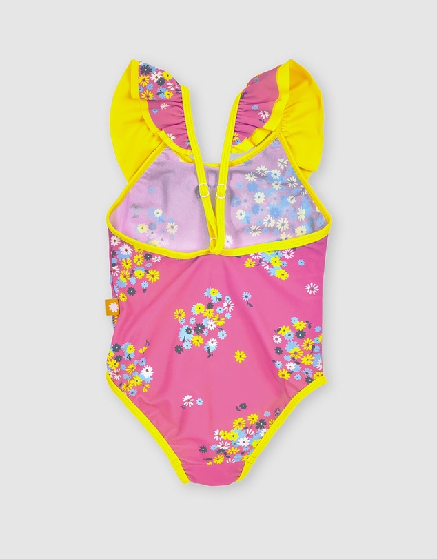 Goldie + Ace - Floral Frill Collar Swimsuit - Babies-Kids