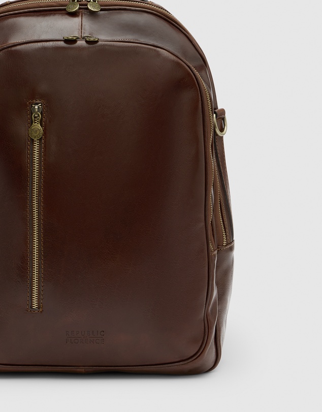 Republic of Florence - The Belfast Brown Laptop Backpack
