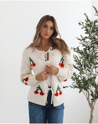 Esther & Co - Jaya Cardigan - Cream Print