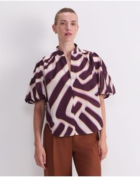 Sportscraft - Penny Short Sleeve Cotton Silk Blouse
