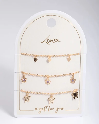 Lovisa - Gold Dainty Pearl & Star Charm Bracelet Pack
