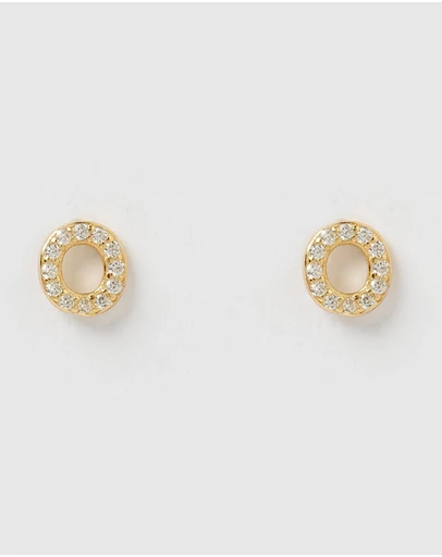 Izoa - Alphabet Mini Letter O Stud Earrings