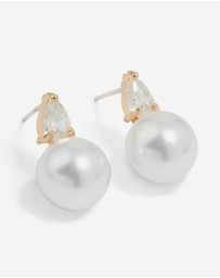 Lovisa - Gold Plated Mini Cubic Zirconia Pearl Drop Earrings
