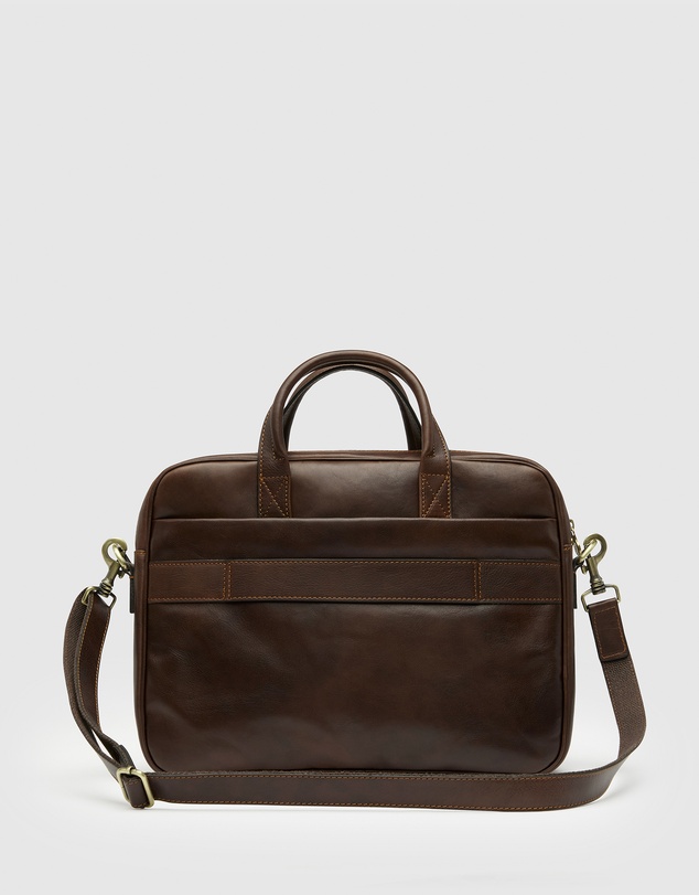 Republic of Florence - Pretoria Matt Choc Leather Laptop Briefcase