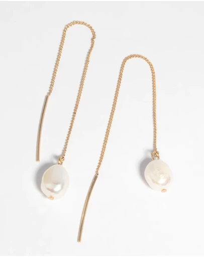 Lovisa - Gold Plated Pearl Thread Through Earrings