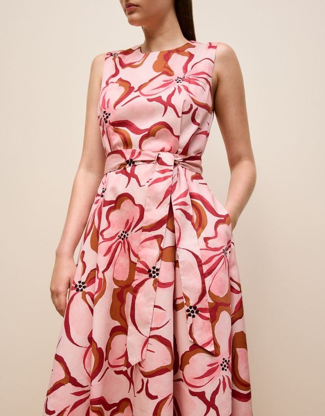 Trenery - Peony Sateen Sleeveless Dress in Soft Pink