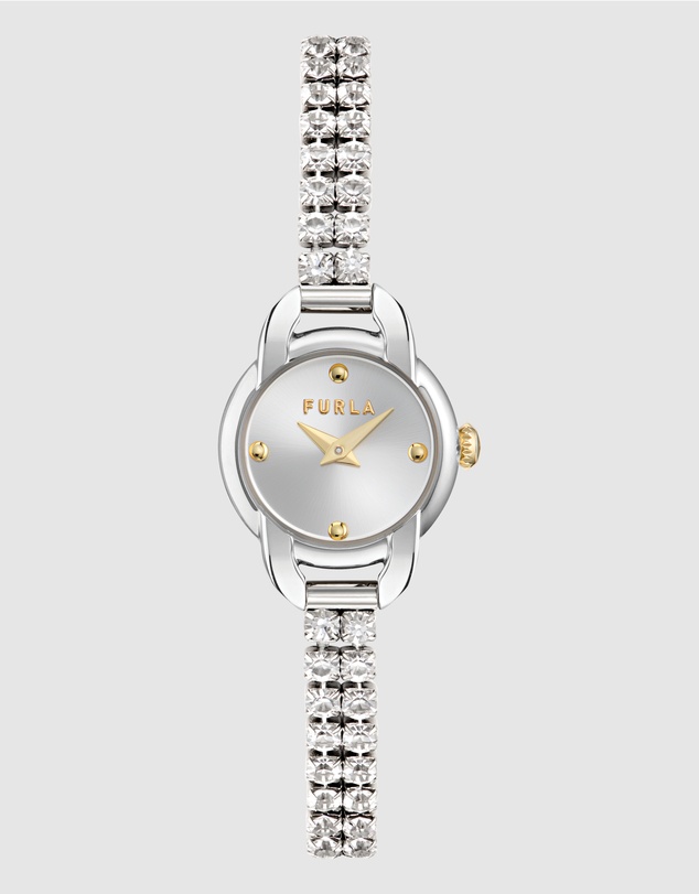 Furla - Mini Shape Silver-Tone with Crystals Bracelet Watch