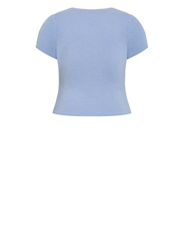 City Chic - Plus size Karla Short Sleeve Tee - dusty blue