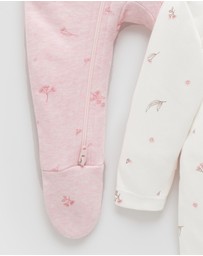 Purebaby - 2 Pack Zip Growsuit-Babies