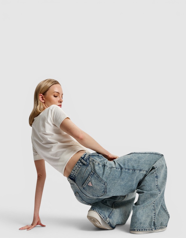 GUESS Originals - GUESS Originals Mid Rise Side Pleat Wide Leg Jeans