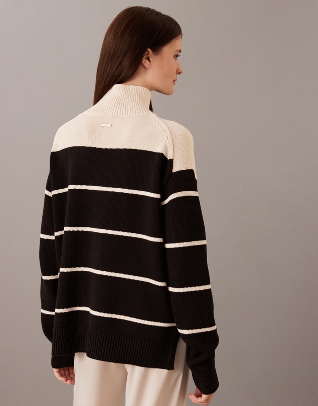 Calvin Klein - Cotton Blend Stripe Mock Jumper