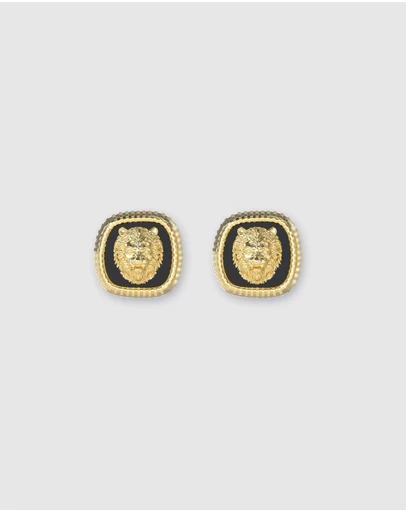 GUESS - Lion King Earrings - Gold Tone & Black