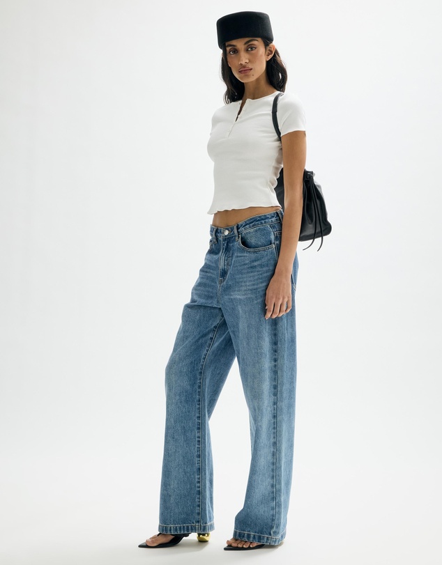 Minima Esenciales - Emre Rib Henley Cap Sleeve T-Shirt