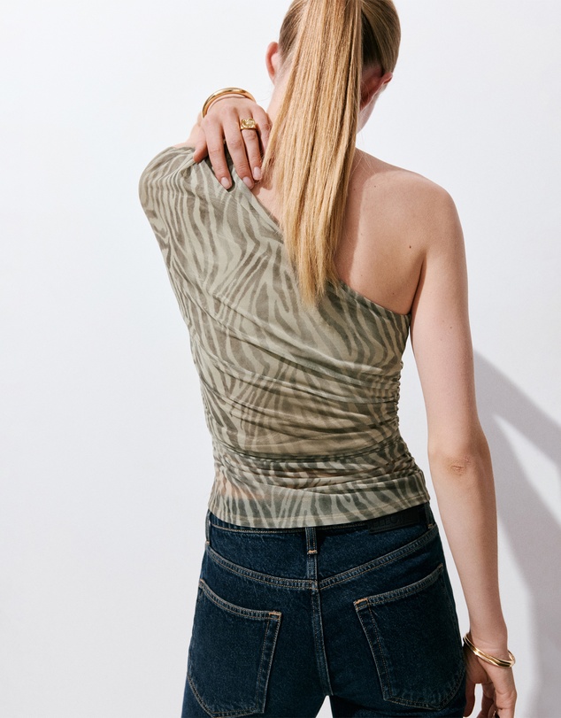 M.N.G - Asymmetrical Animal-Print Top