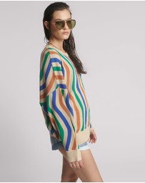ONE TEASPOON - Acid Trip Knitted Wool Sweater - Striped Cream