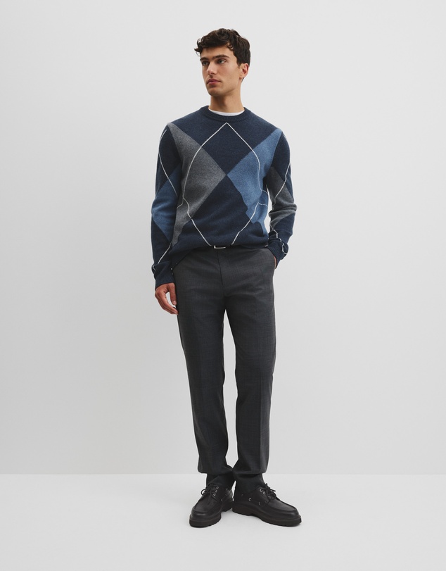 Country Road - Merino Wool Argyle Crew Neck Knit